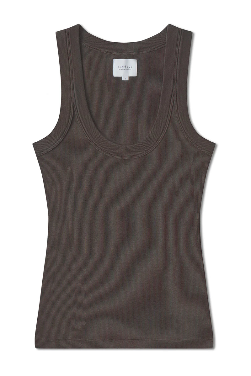 WE ARE SUNDAYS DANNY TANK IN CHOCOLATE BROWN