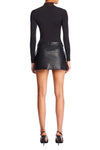 SEROYA EMILIA FAUX LEATHER MINI SKIRT IN BLACK