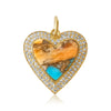 MONISHA MELWANI GOLD DIAMOND OYSTER TURQUOISE HEART PENDANT