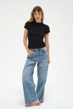 FITTED COTTON RIB CREW TEE