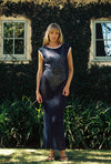 LA PORTE SWIM HALSE WINDOW PANE DRESS IN PEACOAT/CLOUD