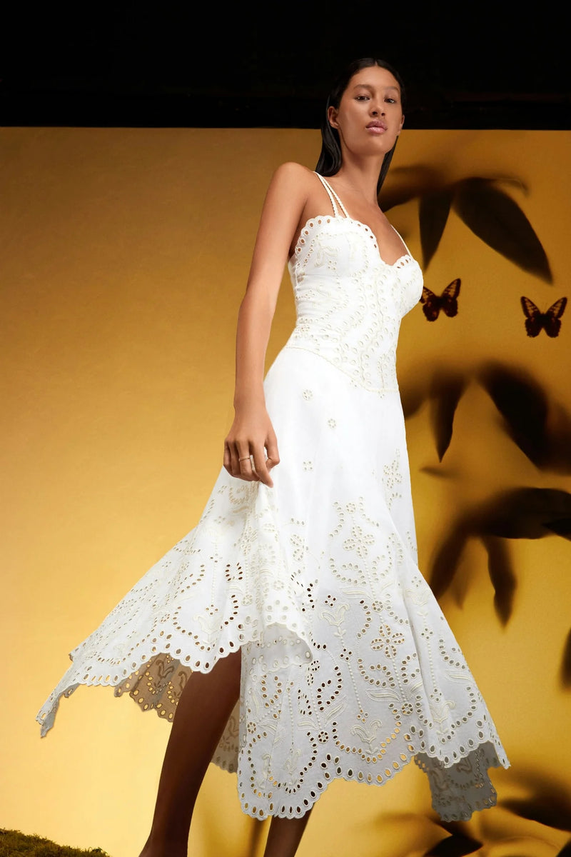 CHARO RUIZ IBIZA OMELIA LONG DRESS IN IVORY LOLITA