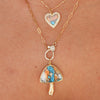 MONISHA MELWANI GOLD DIAMOND OYSTER TURQUOISE HEART PENDANT