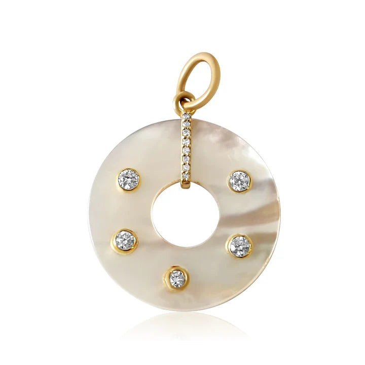 MONISHA MELWANI GOLD ROUND DIAMOND MOTHER OF PEARL PENDANT