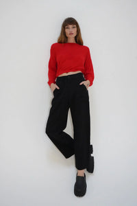 LNA LA COSTA SEMI SHEER SWEATER IN BRIGHT RED