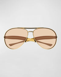 Curved Metal Aviator Sunglasses