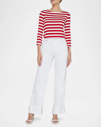 L'AGENCE  CUFFED MILEY WIDE LEG IN BLANC/ SCARLET RED