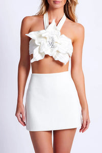 PATBO ORCHID FLOWER TOP IN IVORY