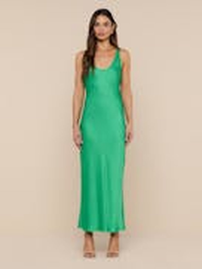 L'Agence Akiya Tank Dress – Island Green Midi Slip Dress