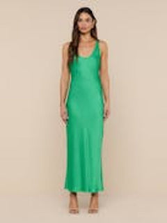 L'Agence Akiya Tank Dress – Island Green Midi Slip Dress