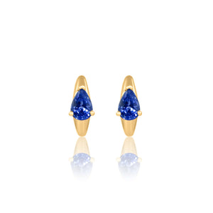BLUE SAPPHIRE PEAR HOOP EARRING