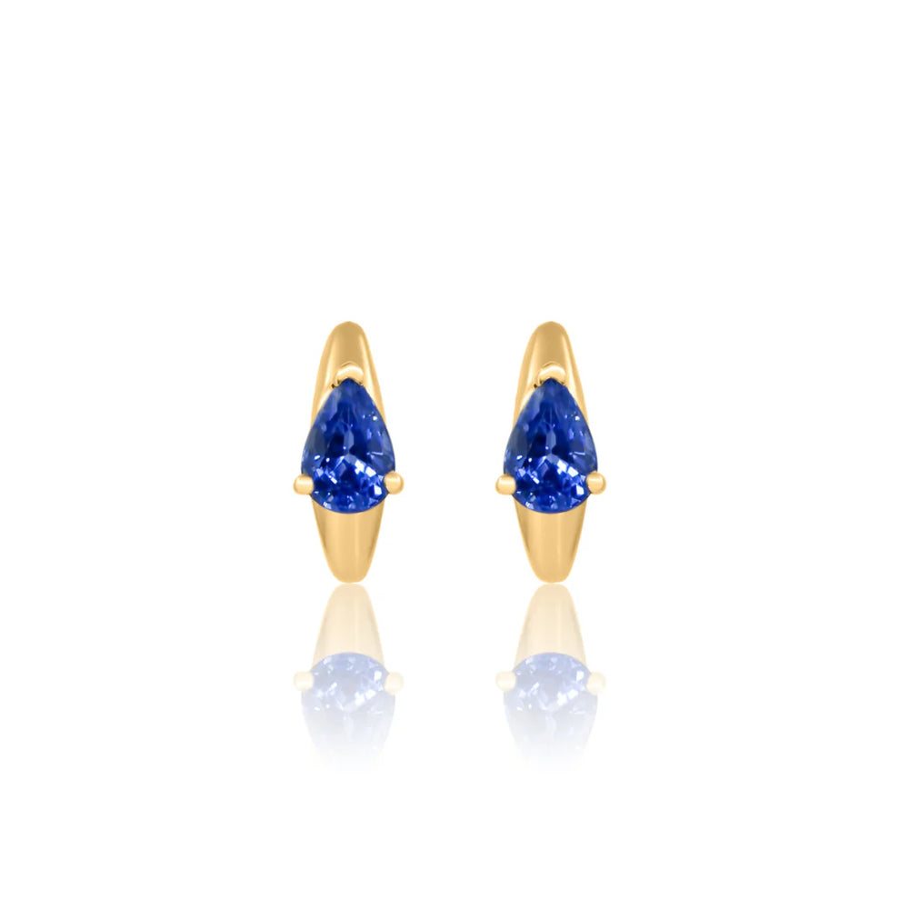 BLUE SAPPHIRE PEAR HOOP EARRING