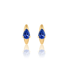 BLUE SAPPHIRE PEAR HOOP EARRING
