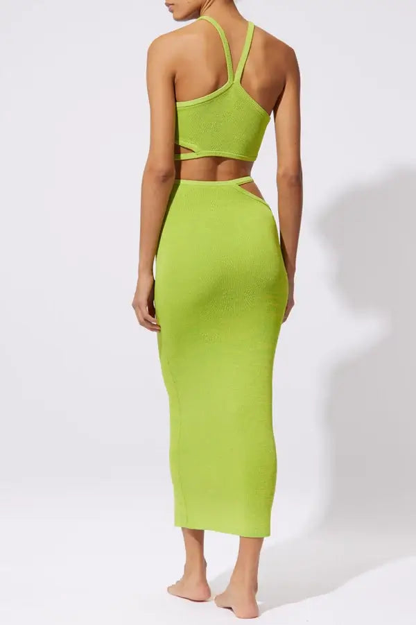 SOLID & STRIPED CINDY SKIRT IN LIME X CITRON