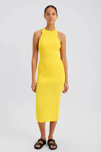 SOLID & STRIPED VARENA DRESS IN SUNGLOW