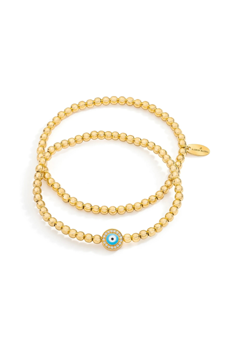 VERMEIL BEADED LIGHT BLUE EVIL EYE BRACELET SET