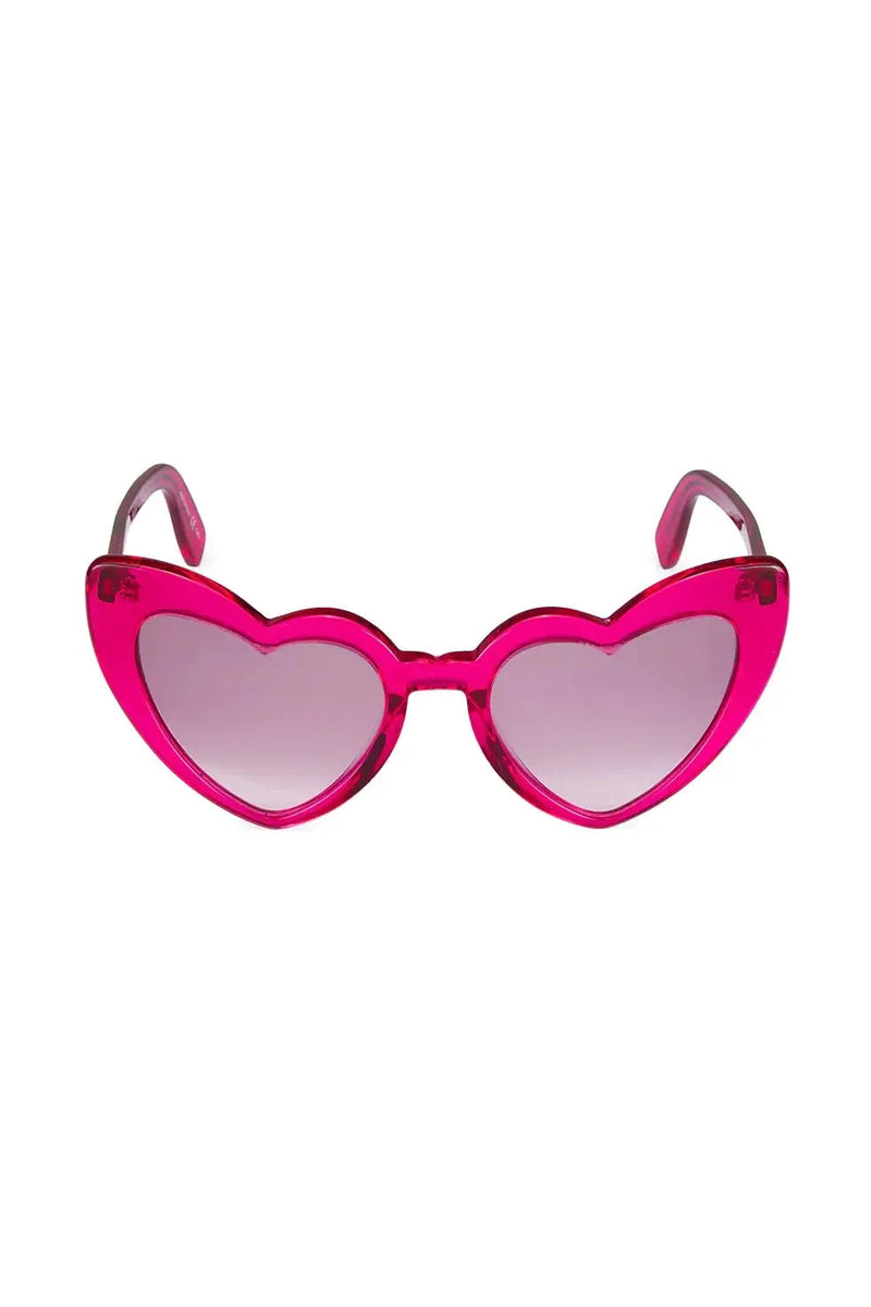 SAINT LAURENT LOULOU HEART SUNGLASSES IN PINK/VIOLET