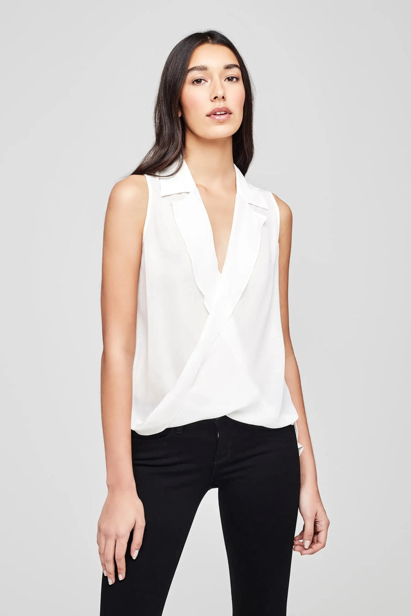 L'AGENCE FREJA DRAPED BLOUSE IN IVORY