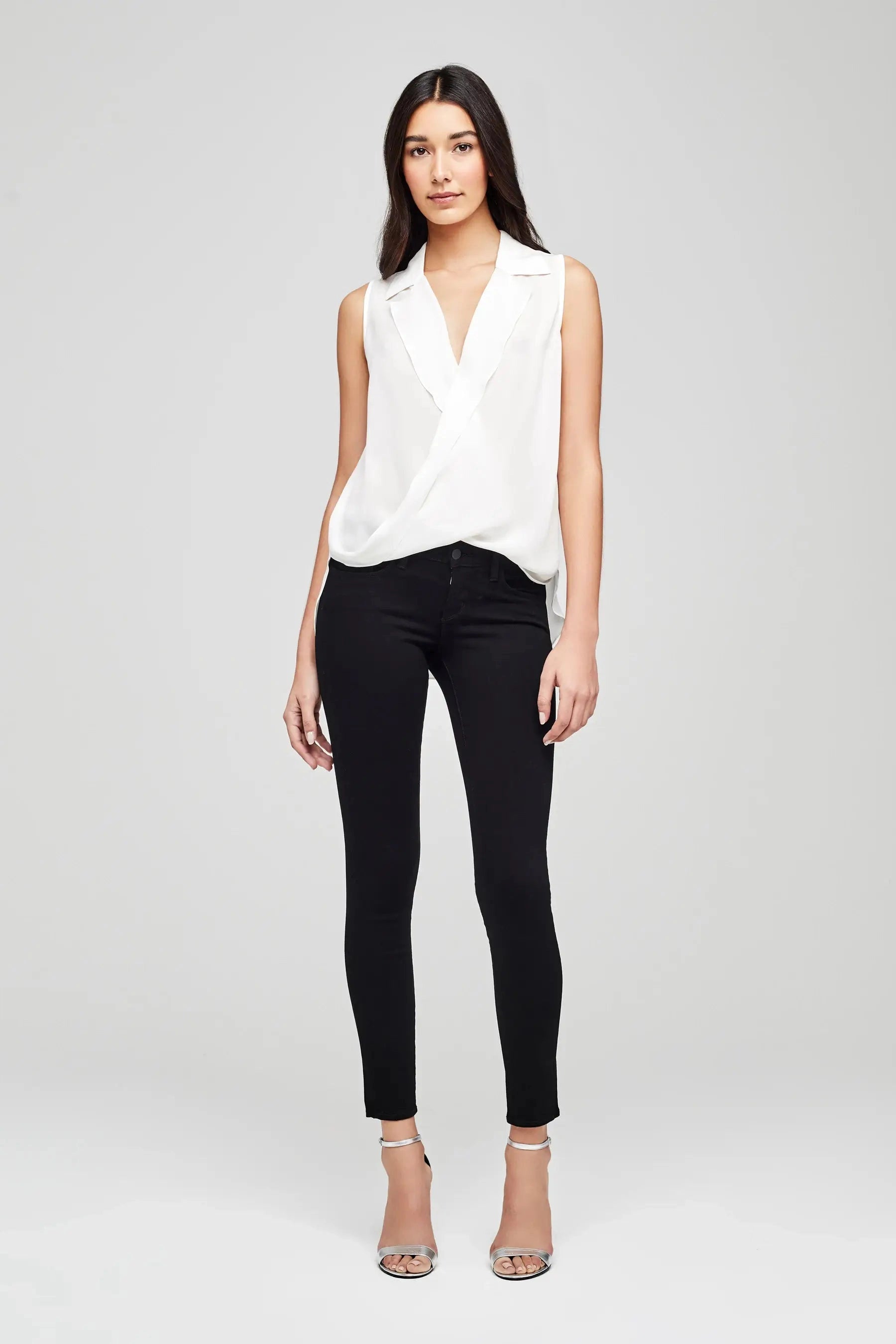 L'AGENCE FREJA DRAPED BLOUSE IN IVORY