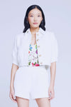 L'AGENCE COVE CROP SHORT SLEEVE JACKET IN WHITE