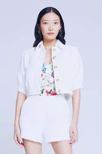 L'AGENCE COVE CROP SHORT SLEEVE JACKET IN WHITE