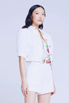 L'AGENCE COVE CROP SHORT SLEEVE JACKET IN WHITE