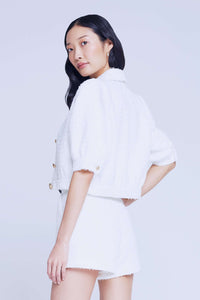 L'AGENCE COVE CROP SHORT SLEEVE JACKET IN WHITE