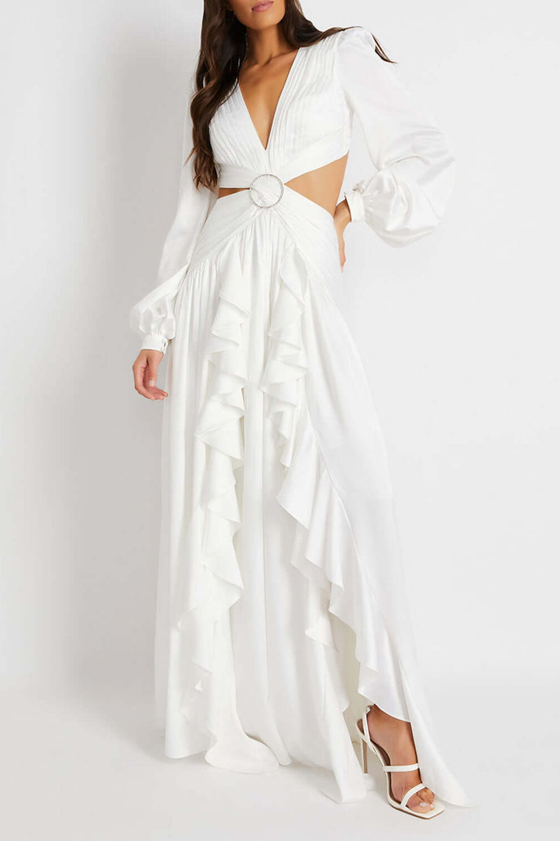PATBO CUT-OUT MAXI DRESS IN WHITE