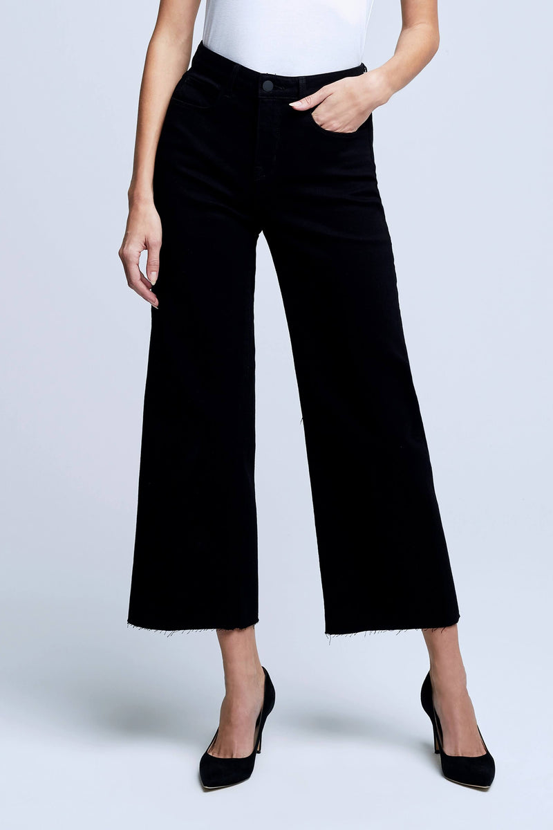 L'AGENCE DANICA HIGH RISE WIDE LEG JEAN IN SATURATED BLACK