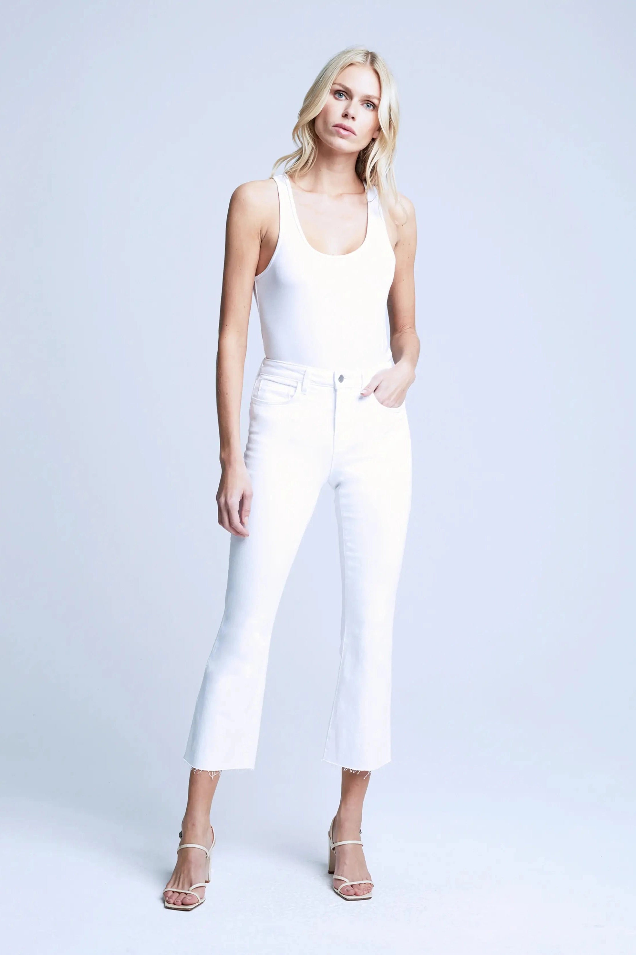 L'AGENCE KENDRA H/R CROP FLARE IN BLANC