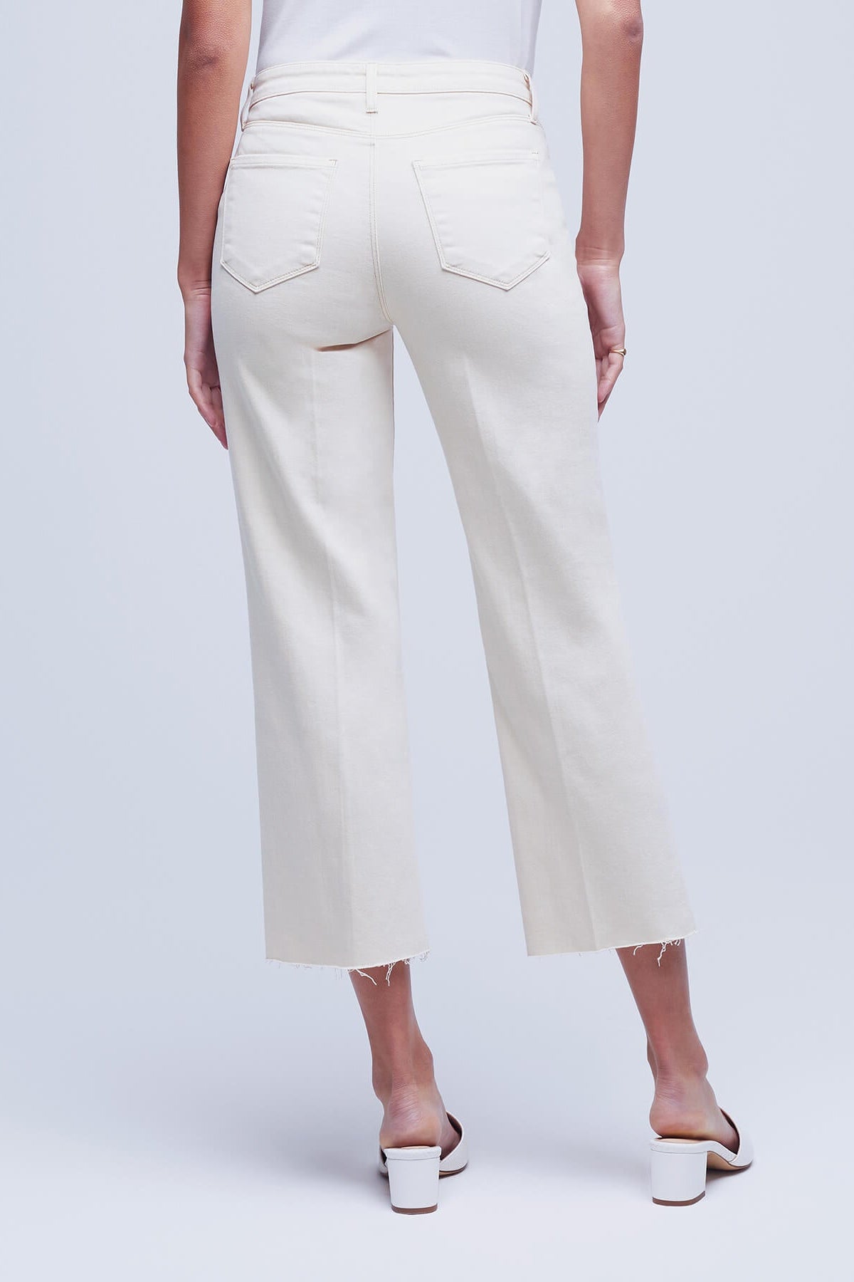 L'AGENCE WANDA HR CROP WIDE LEG MIX STITCH IN OAT/ MOTHERGOOSE CONTRAST