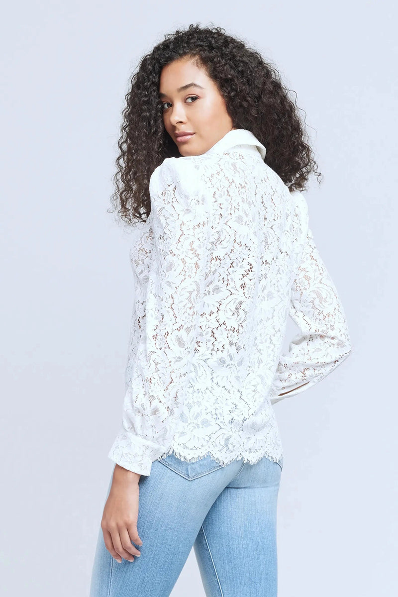 L'AGENCE JENICA LACE BLOUSE IN IVORY