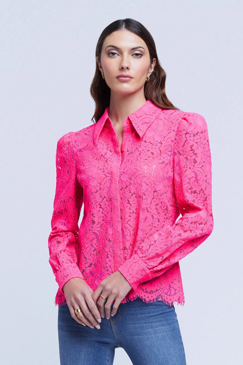 L'AGENCE JENICA LACE BLOUSE IN ROSE