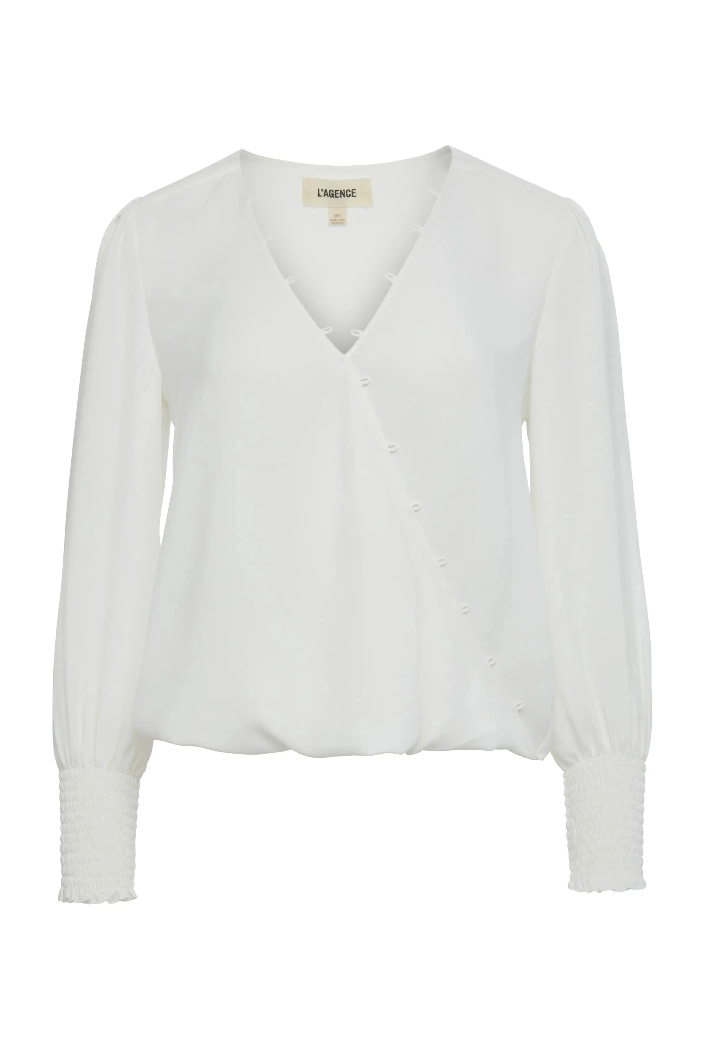 L'AGENCE ENZO CROSSFRONT BLOUSE IN IVORY