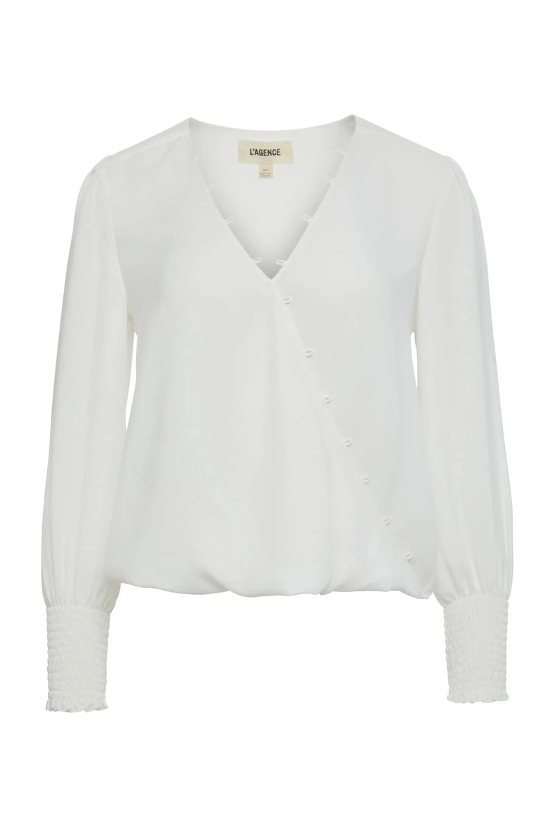 L'AGENCE ENZO CROSSFRONT BLOUSE IN IVORY