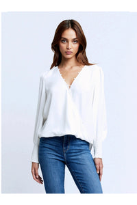 L'AGENCE ENZO CROSSFRONT BLOUSE IN IVORY