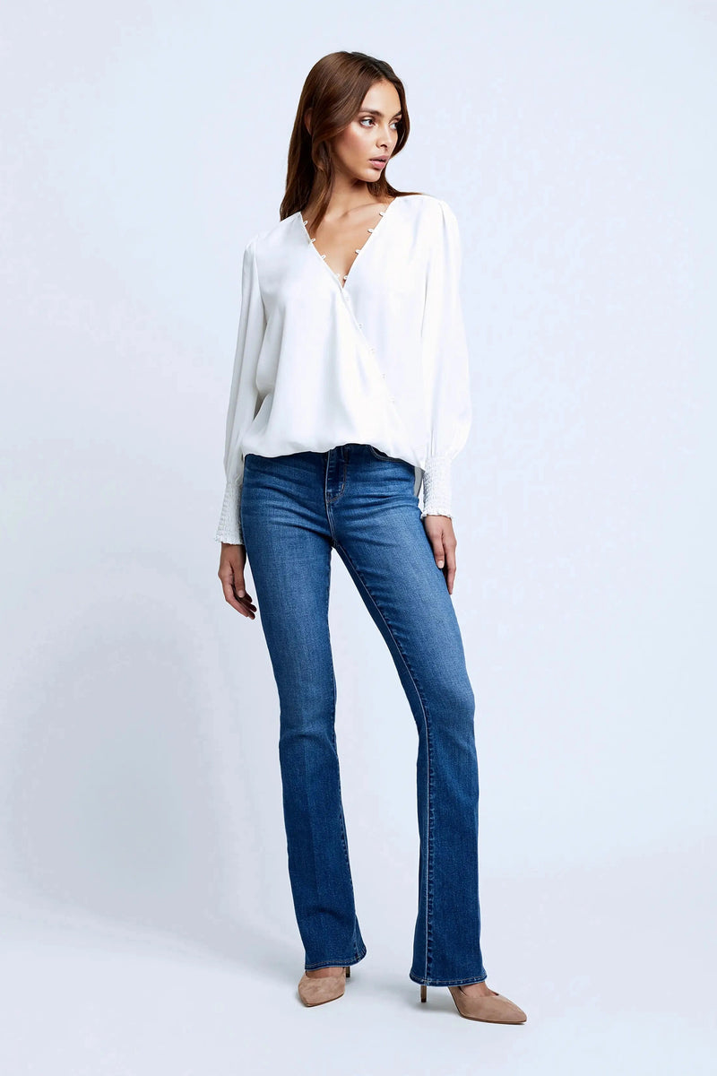 L'AGENCE ENZO CROSSFRONT BLOUSE IN IVORY