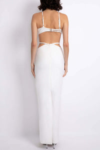 PATBO HAND-BEADED ASTERISK DRESS IN WHITE