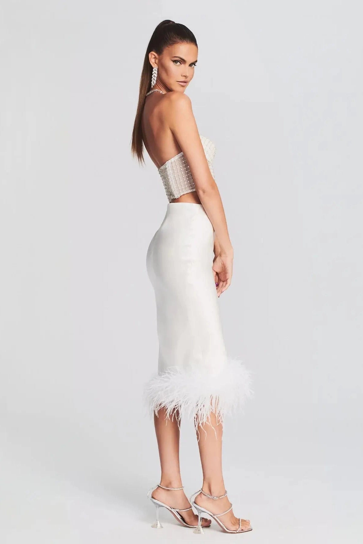 Feather Fringe Skirt - White Large