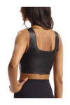COMMANDO FAUX LEATHER SQUARE NECK CROP TOP IN BLACK