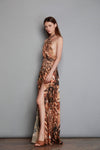 BRONX AND BANCO KENYA CHAIN GOWN IN BROWN/MULTI