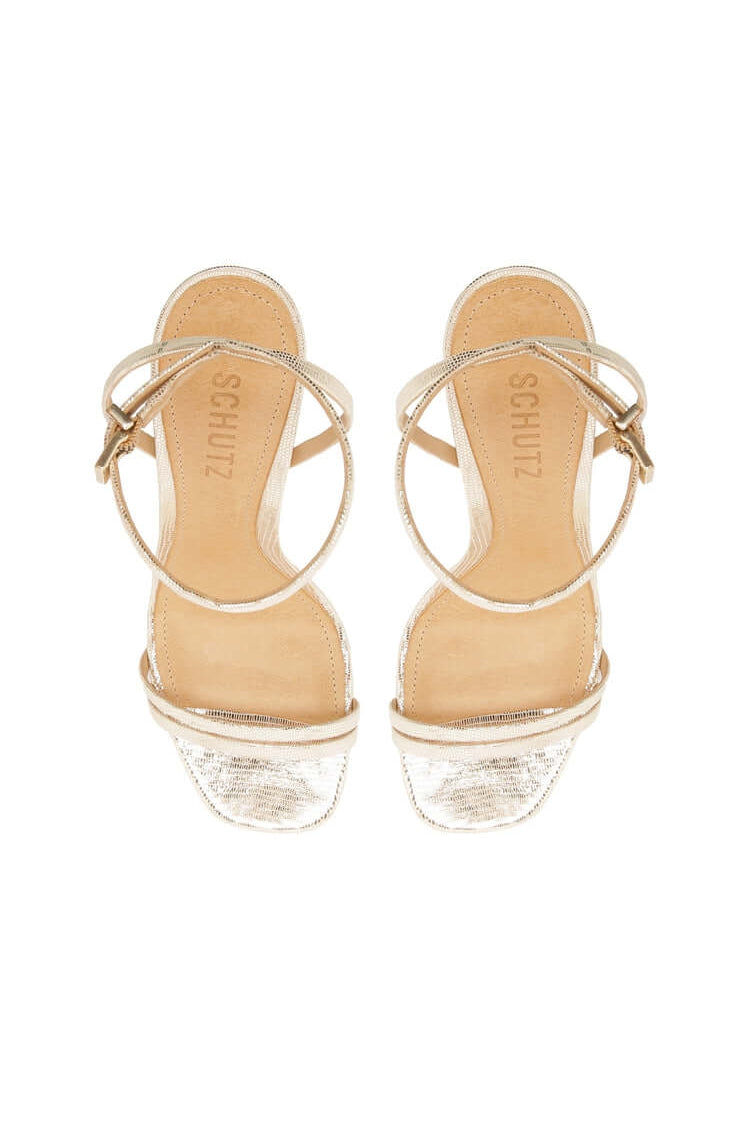SCHUTZ ALTINA EMBOSSED-LEATHER SANDAL IN PLATINA