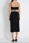 PATBO HAND-BEADED CUTOUT MIDI DRESS IN BLACK
