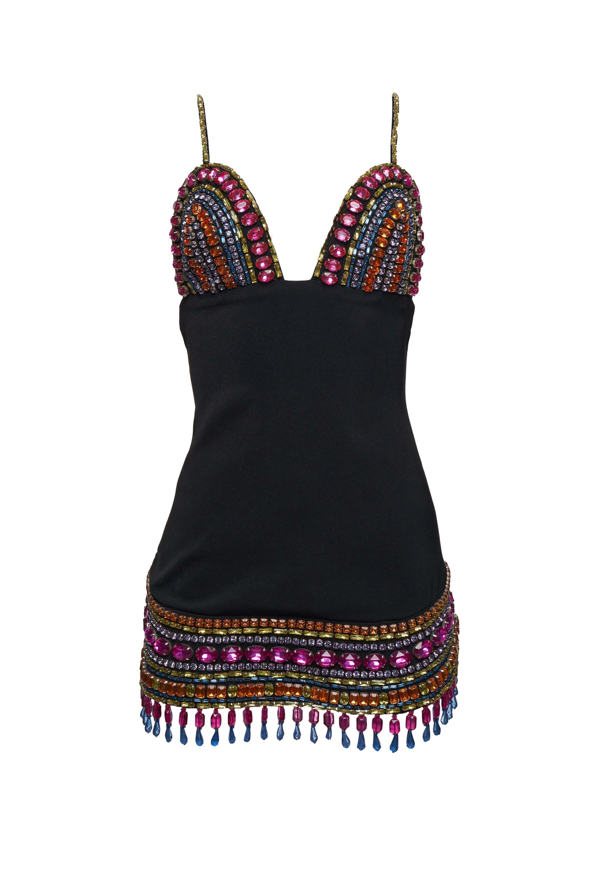RETROFETE ISADORA EMBELLISHED DRESS IN MULTI/BLACK