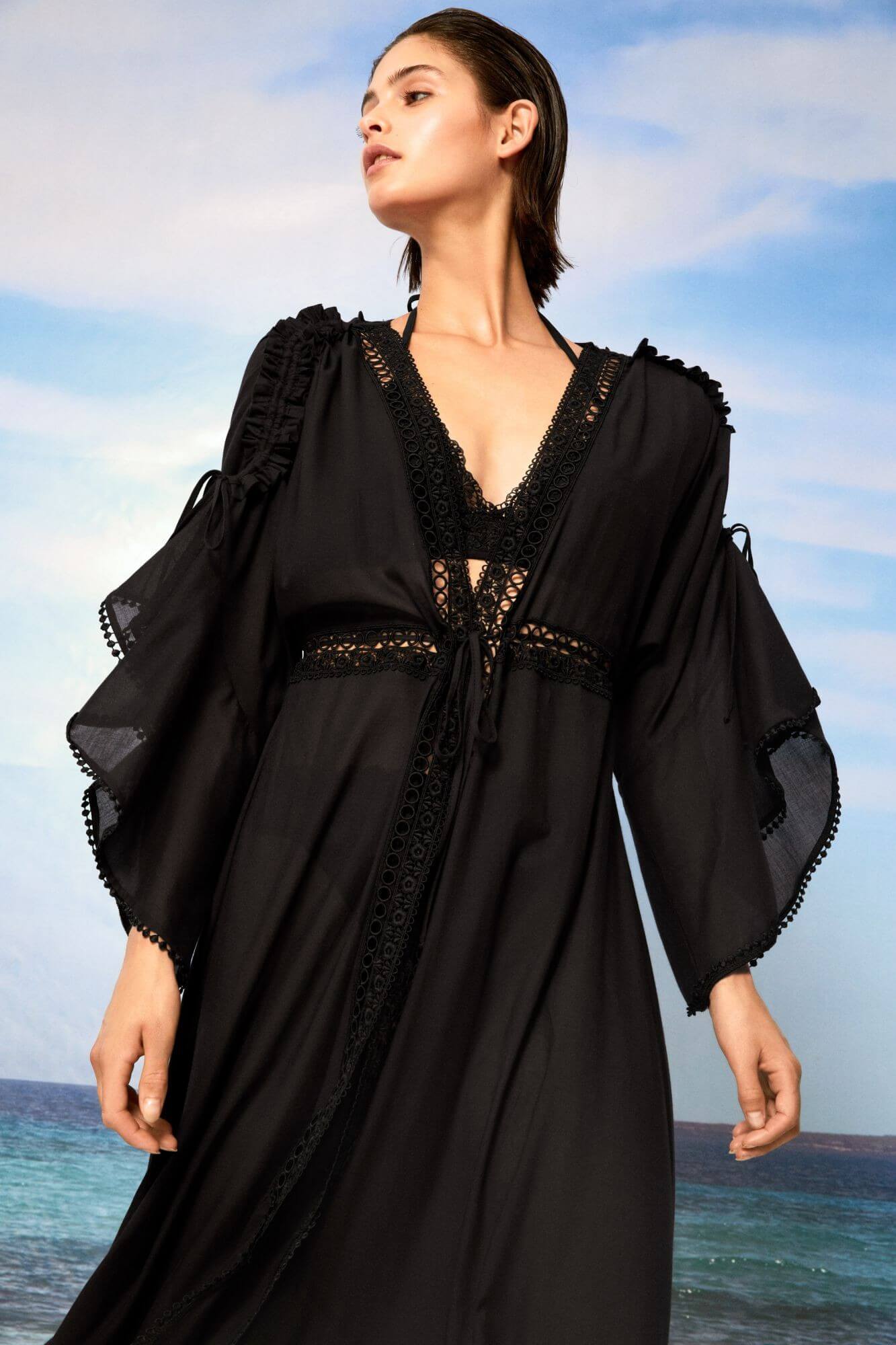 CHARO RUIZ IBIZA AGOSTINA KAFTAN IN BLACK