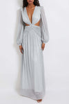 PATBO LUREX CUTOUT GOWN IN SILVER