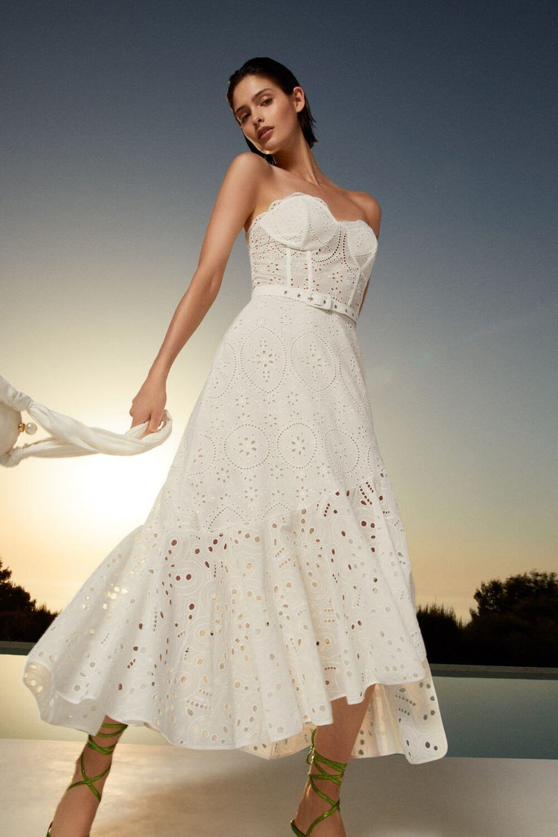 CHARO RUIZ IBIZA AURORA LONG DRESS FRUITION IN WHITE