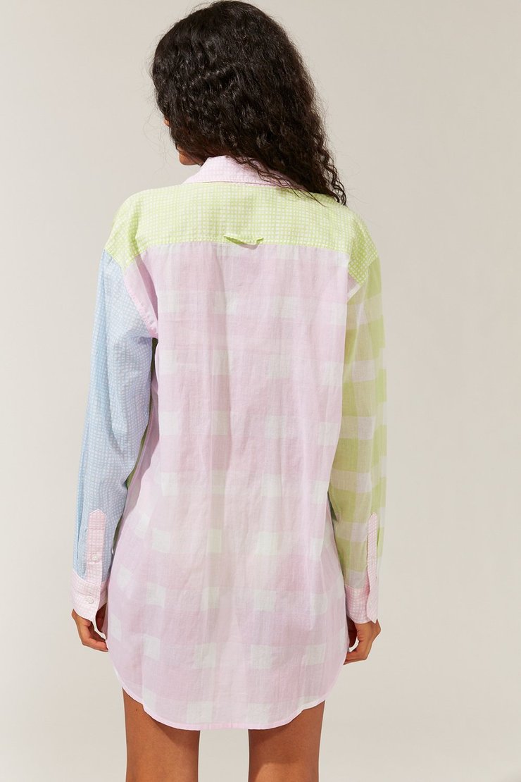 SOLID & STRIPED LONG OXFORD TUNIC IN PAINTED GINGHAM & MINI GRID