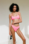 SOLID & STRIPED TATI BOTTOM CRINKLE RIB IN SHOCKING PINK