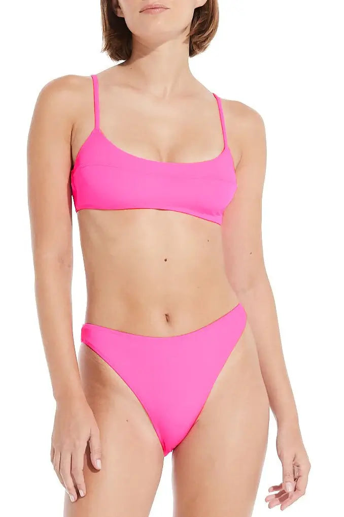SOLID & STRIPED TATI BOTTOM CRINKLE RIB IN SHOCKING PINK